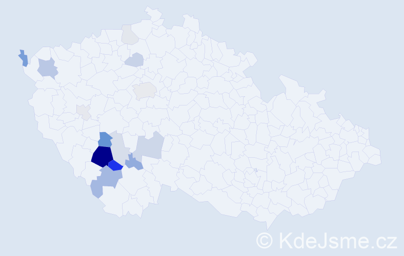 Příjmení: 'Kostěnec', počet výskytů 41 v celé ČR