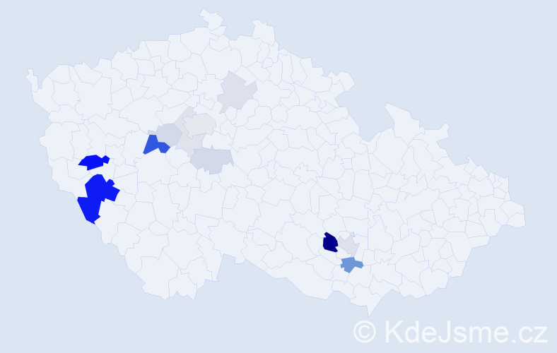 Příjmení: 'Baštař', počet výskytů 42 v celé ČR
