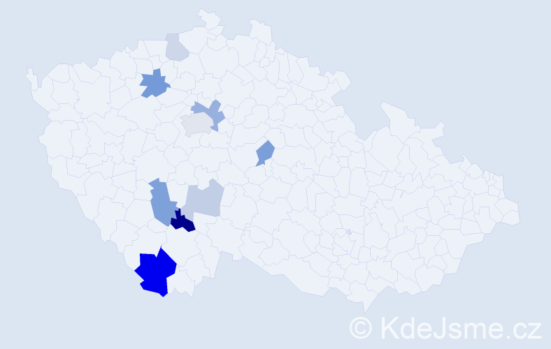 Příjmení: 'Venuš', počet výskytů 19 v celé ČR