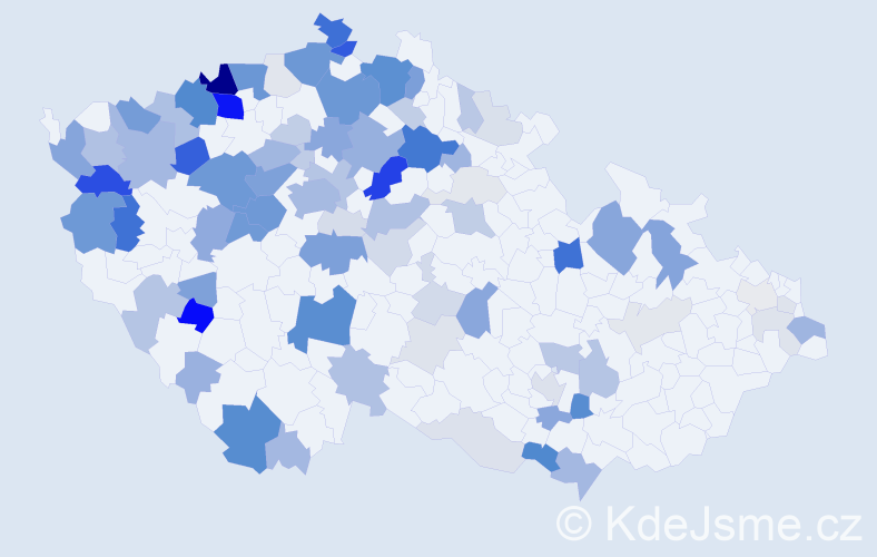 Příjmení: 'Kovač', počet výskytů 304 v celé ČR