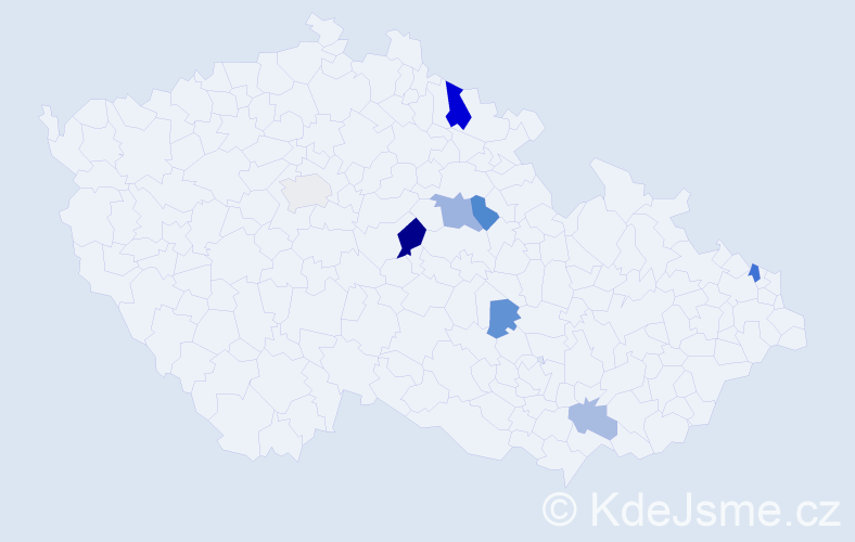 Příjmení: 'Dadíková', počet výskytů 14 v celé ČR
