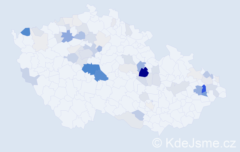 Příjmení: 'Kladiva', počet výskytů 215 v celé ČR