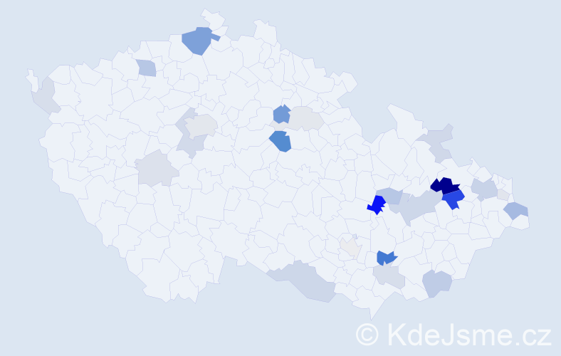 Příjmení: 'Kazimír', počet výskytů 63 v celé ČR