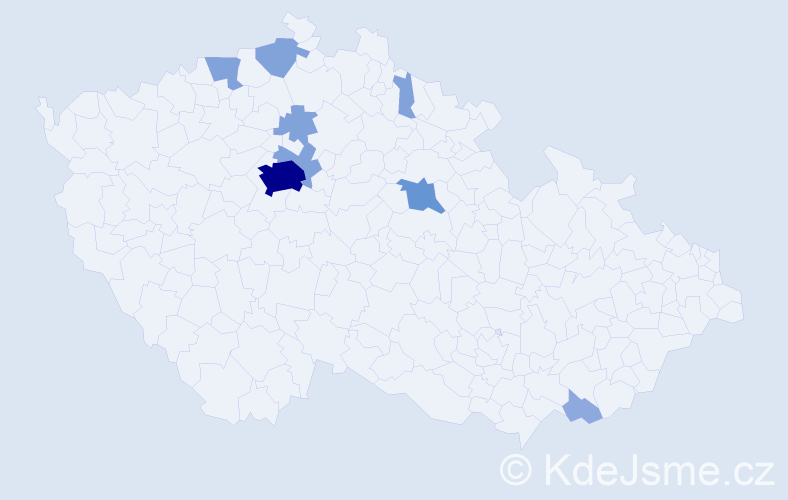 Příjmení: 'Kalfař', počet výskytů 22 v celé ČR