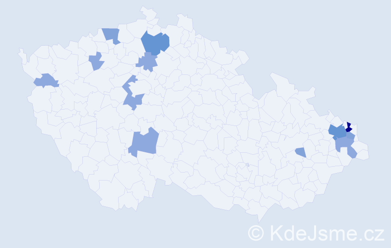 Příjmení: 'Hvolková', počet výskytů 26 v celé ČR