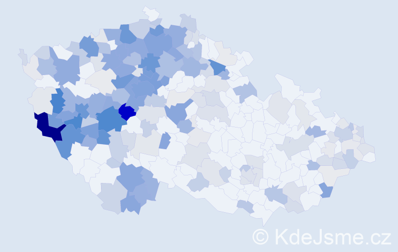 Příjmení: 'Kaiser', počet výskytů 882 v celé ČR