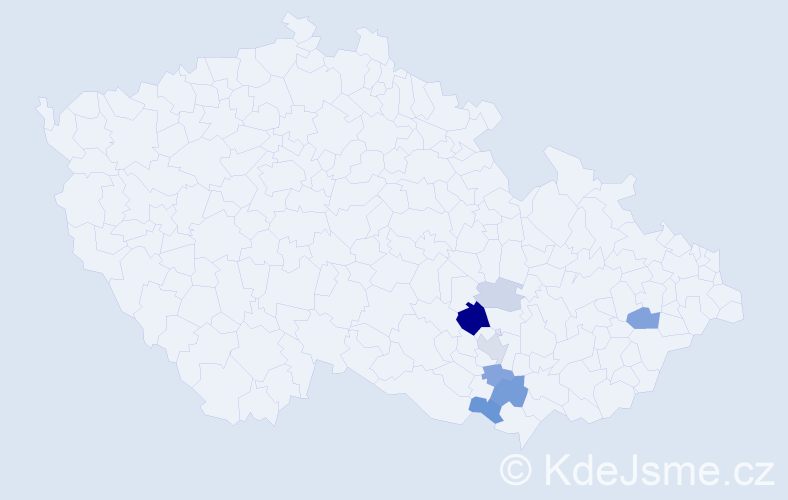 Příjmení: 'Kadla', počet výskytů 22 v celé ČR