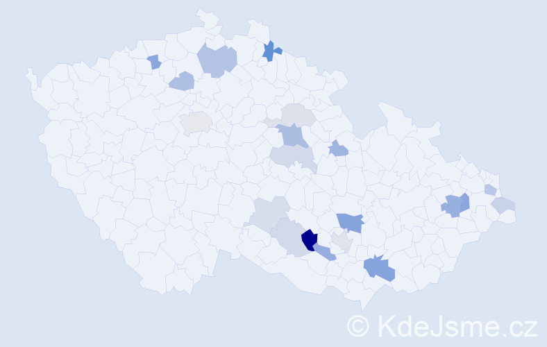 Příjmení: 'Kuchar', počet výskytů 36 v celé ČR