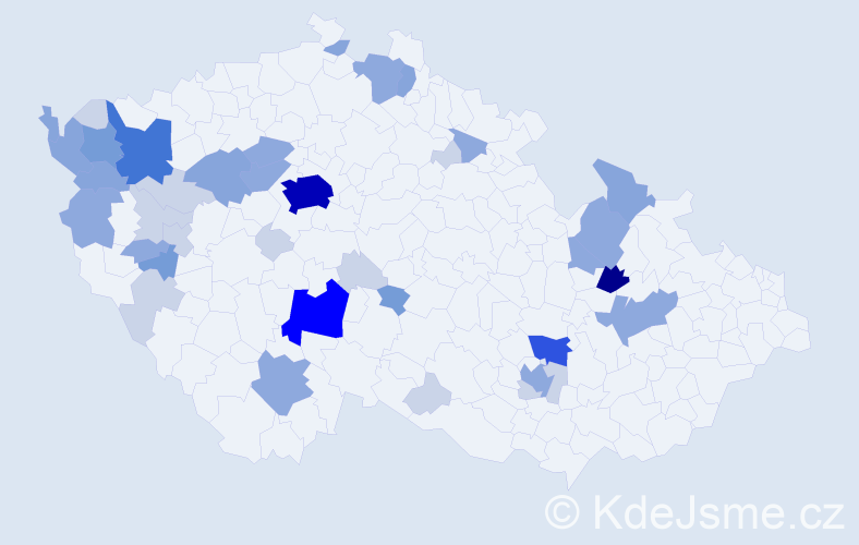 Příjmení: 'Pecher', počet výskytů 115 v celé ČR