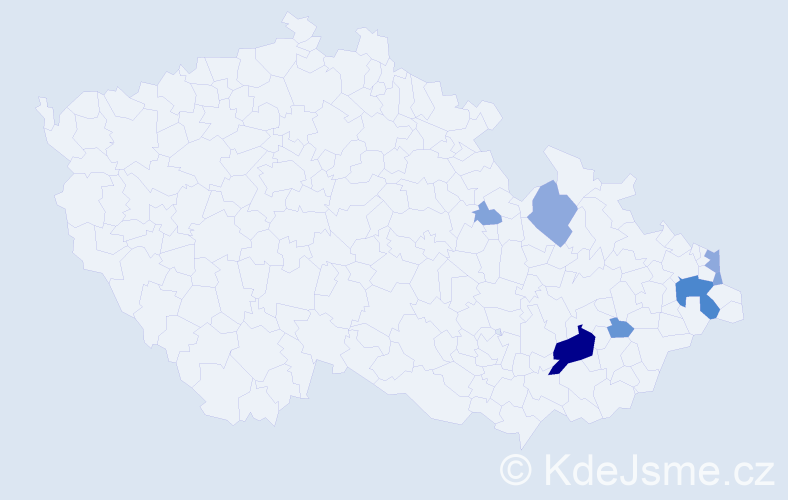 Příjmení: 'Terešková', počet výskytů 21 v celé ČR