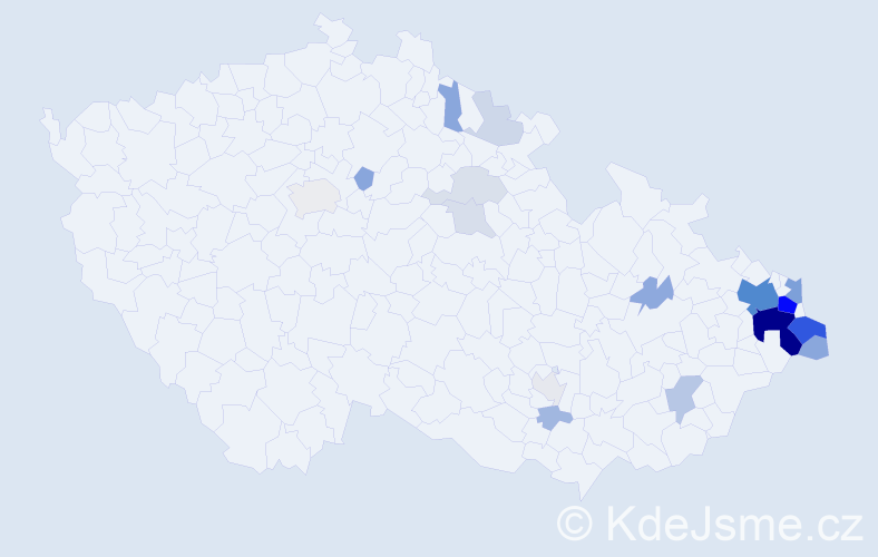 Příjmení: 'Kičmer', počet výskytů 75 v celé ČR