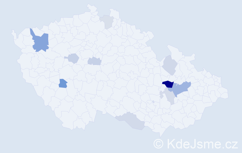Příjmení: 'Kaksová', počet výskytů 20 v celé ČR