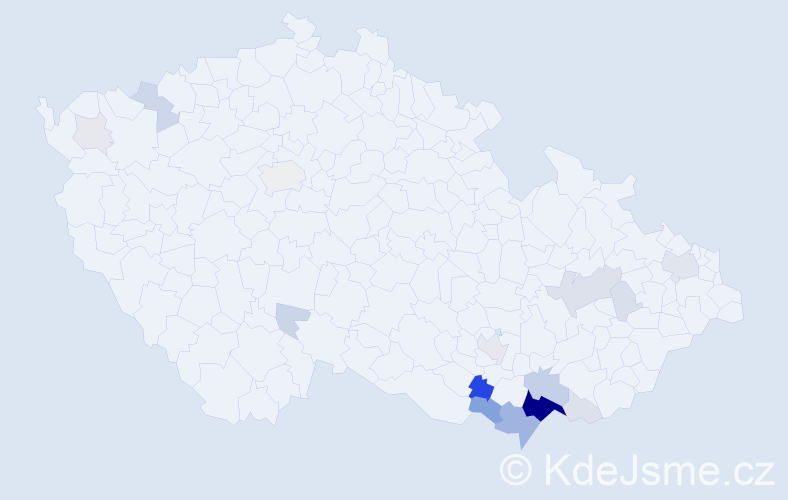 Příjmení: 'Konečková', počet výskytů 73 v celé ČR