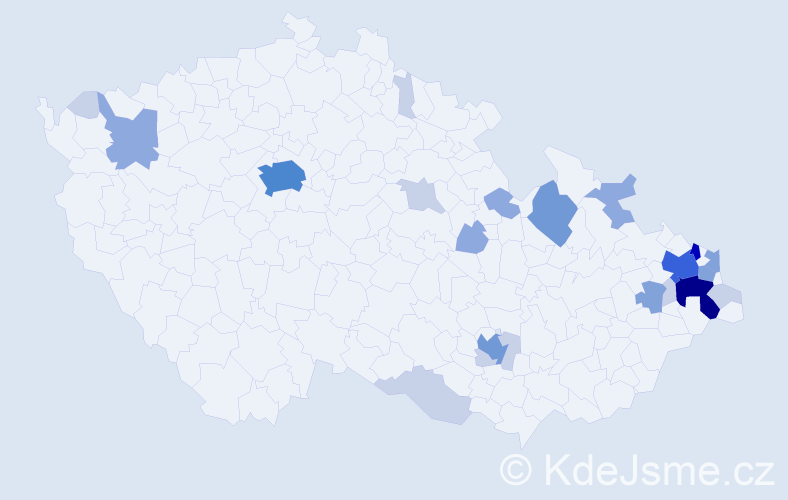 Příjmení: 'Vilčková', počet výskytů 68 v celé ČR