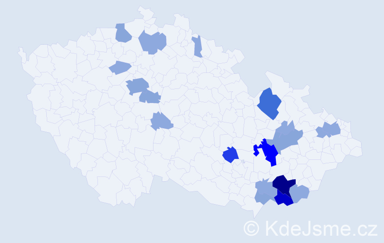 Příjmení: 'Vodná', počet výskytů 54 v celé ČR