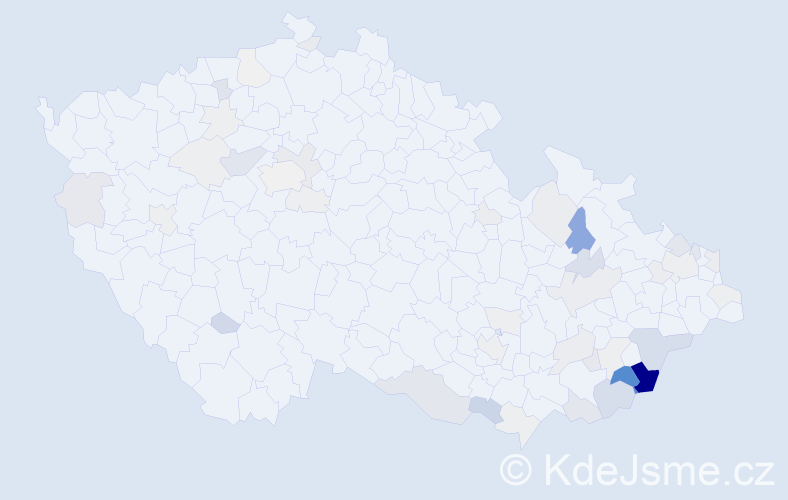 Příjmení: 'Pinďáková', počet výskytů 190 v celé ČR