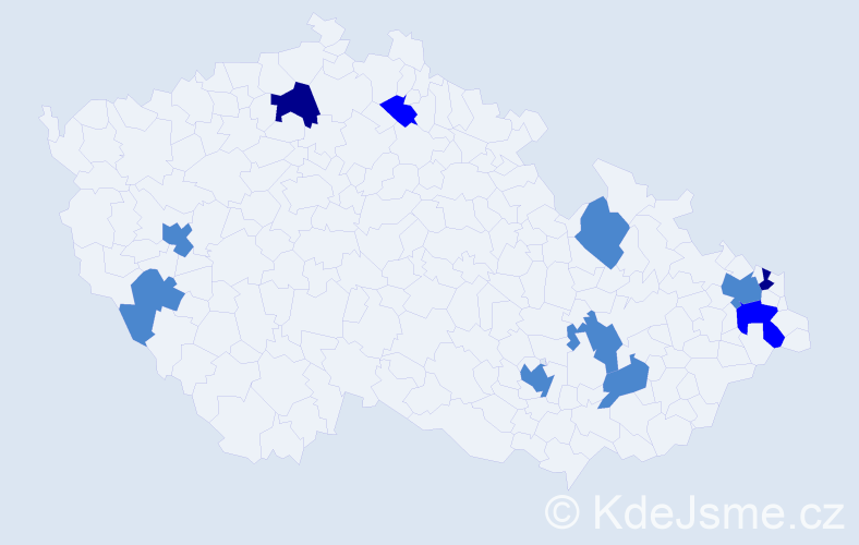 Příjmení: 'Long', počet výskytů 17 v celé ČR