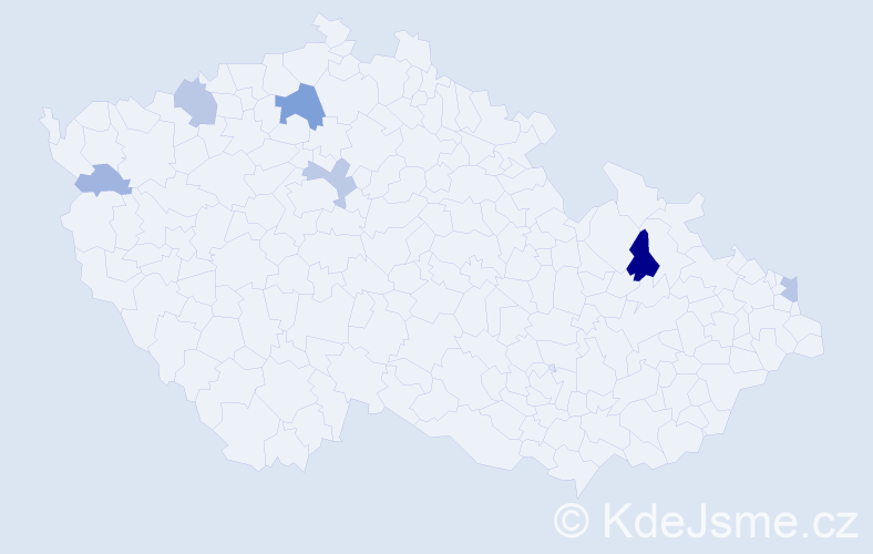 Příjmení: 'Ftáčková', počet výskytů 15 v celé ČR