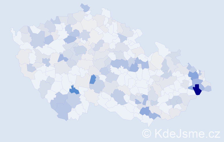 Příjmení: 'Kokeš', počet výskytů 701 v celé ČR