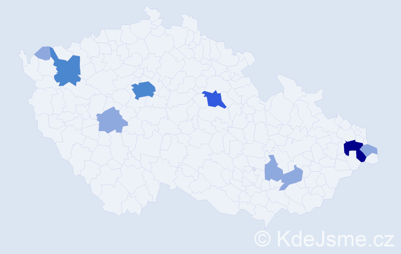 Příjmení: 'Ivančáková', počet výskytů 17 v celé ČR