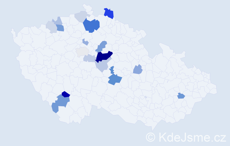 Příjmení: 'Humpolák', počet výskytů 47 v celé ČR