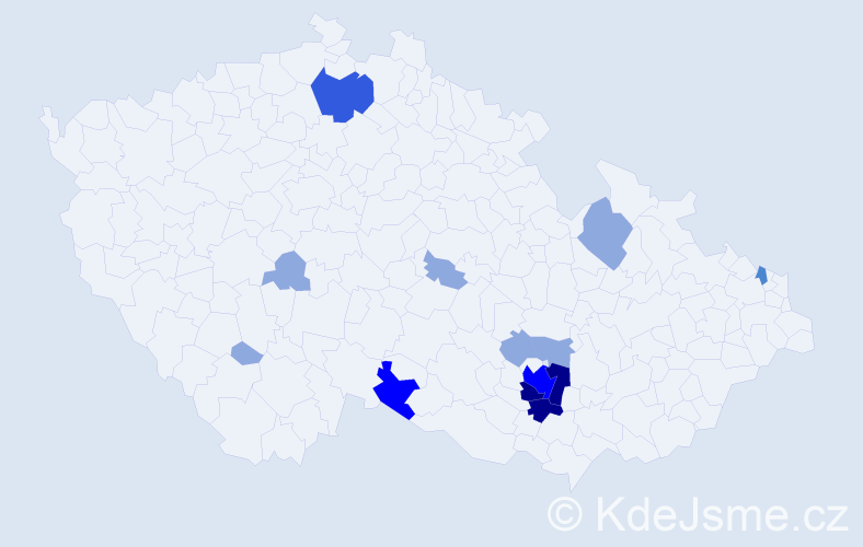 Příjmení: 'Cicálková', počet výskytů 29 v celé ČR