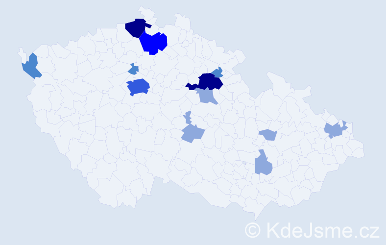 Příjmení: 'Pražienková', počet výskytů 29 v celé ČR