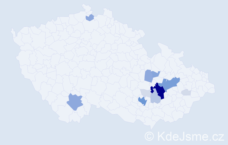 Příjmení: 'Hadrová', počet výskytů 45 v celé ČR