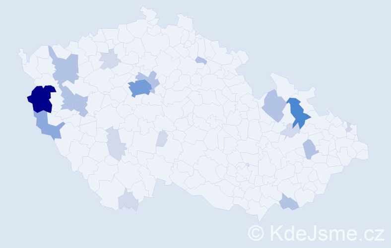 Příjmení: 'Kopča', počet výskytů 54 v celé ČR