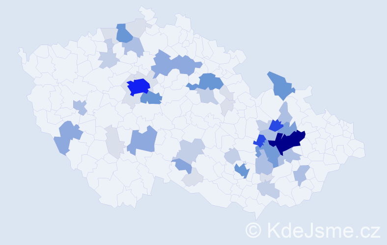 Příjmení: 'Muzikant', počet výskytů 184 v celé ČR