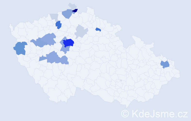 Příjmení: 'Deus', počet výskytů 65 v celé ČR