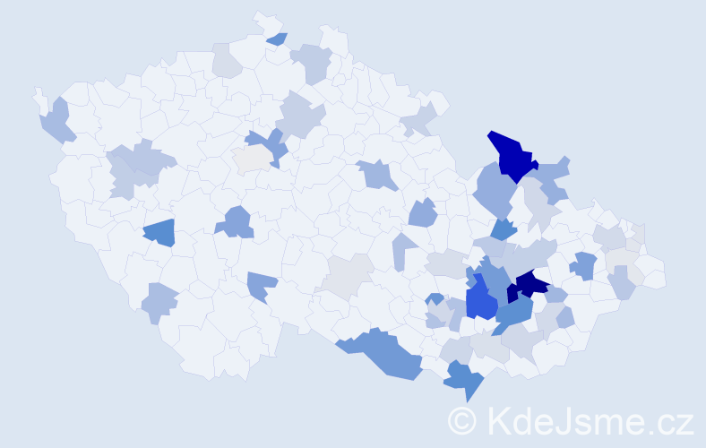 Příjmení: 'Pěček', počet výskytů 197 v celé ČR