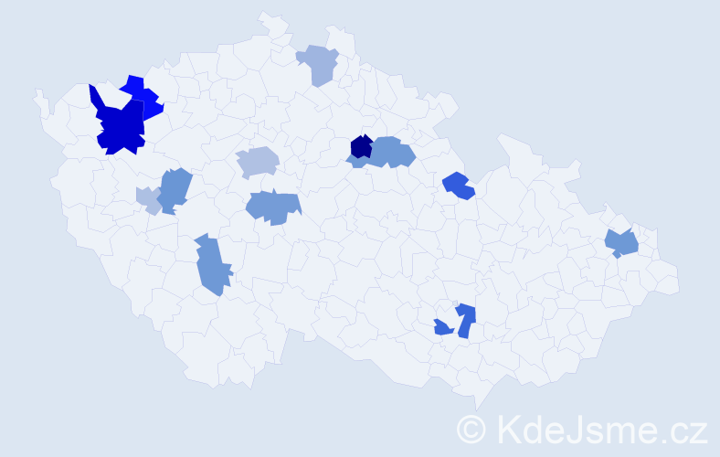 Příjmení: 'Hryn', počet výskytů 26 v celé ČR