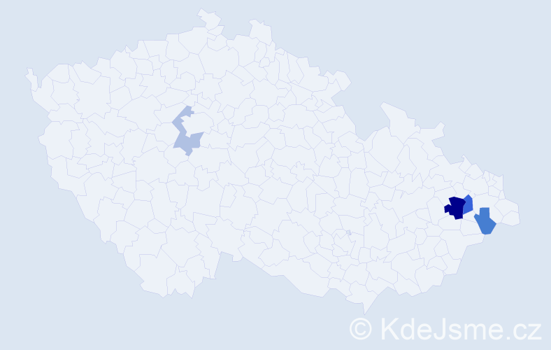 Příjmení: 'Kmeťková', počet výskytů 8 v celé ČR
