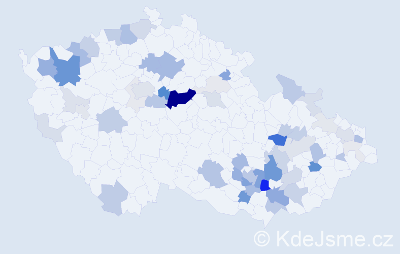 Příjmení: 'Čáslavová', počet výskytů 204 v celé ČR