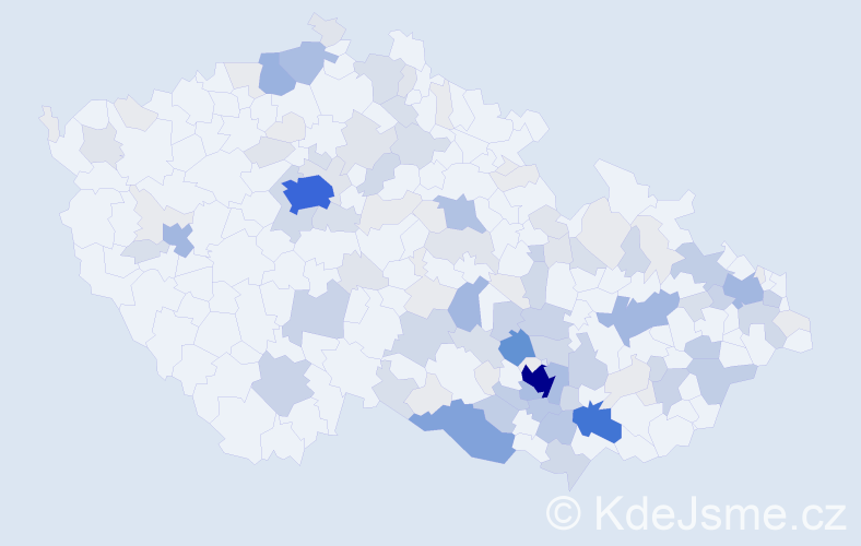 Příjmení: 'Válka', počet výskytů 451 v celé ČR
