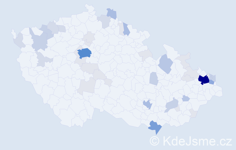 Příjmení: 'Babič', počet výskytů 134 v celé ČR