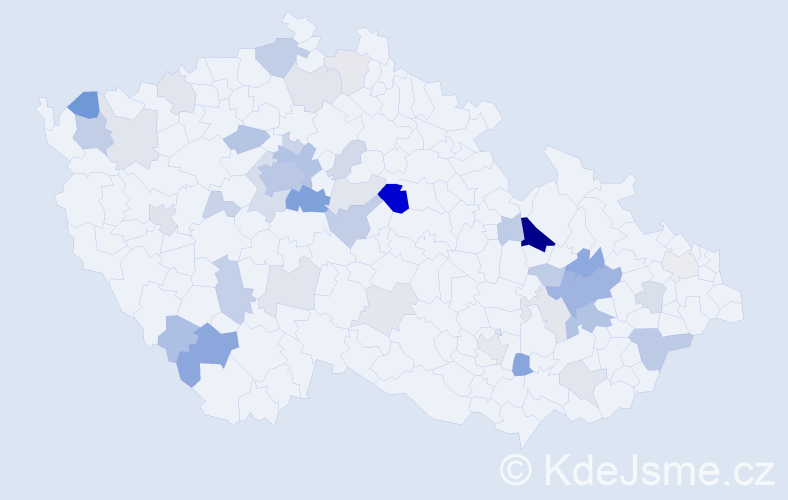 Příjmení: 'Zitta', počet výskytů 123 v celé ČR