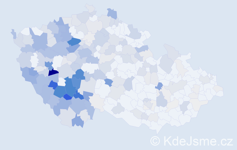 Příjmení: 'Bečvář', počet výskytů 960 v celé ČR