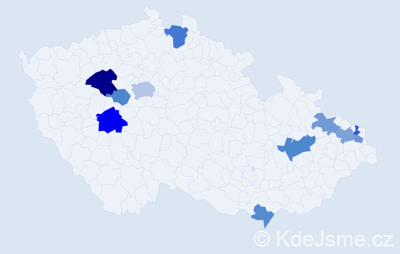 Příjmení: 'Bachleda', počet výskytů 18 v celé ČR