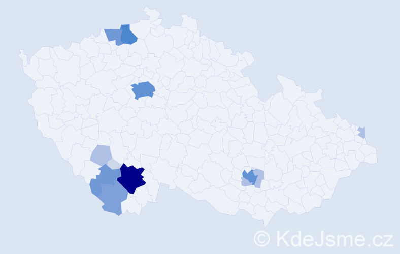 Příjmení: 'Konzal', počet výskytů 55 v celé ČR