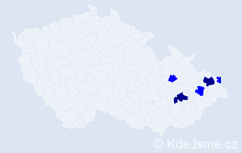Příjmení: 'Frőmelová', počet výskytů 7 v celé ČR
