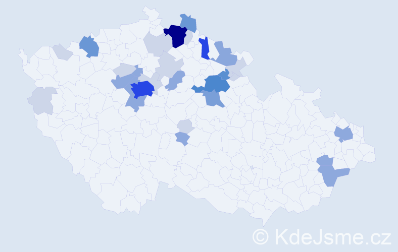 Příjmení: 'Hnik', počet výskytů 88 v celé ČR