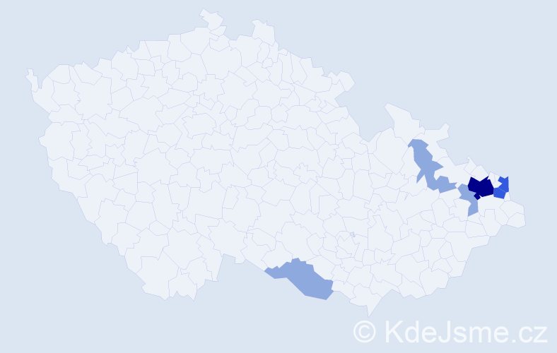 Příjmení: 'Moskálová', počet výskytů 16 v celé ČR