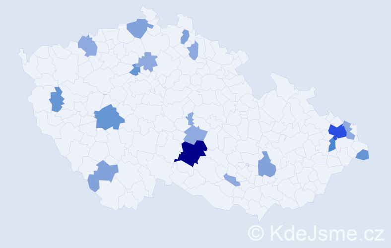 Příjmení: 'Vinczeová', počet výskytů 45 v celé ČR