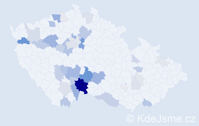 Příjmení: 'Vopravilová', počet výskytů 115 v celé ČR
