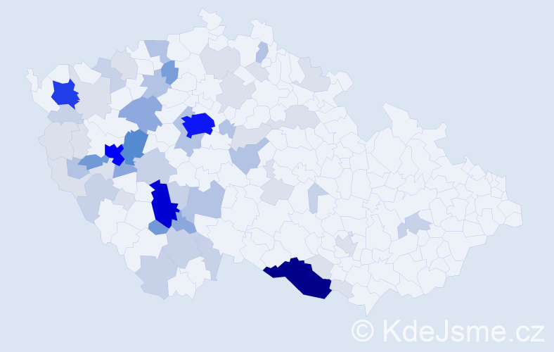 Příjmení: 'Kocová', počet výskytů 207 v celé ČR