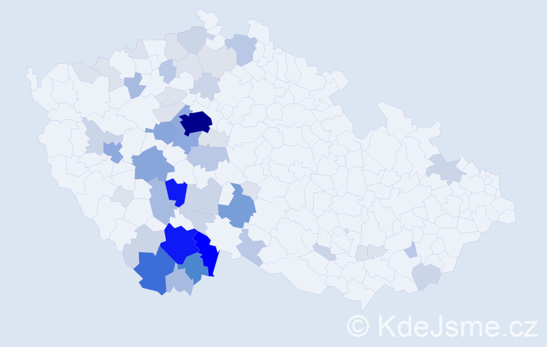 Příjmení: 'Baštýř', počet výskytů 204 v celé ČR