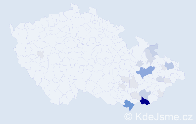 Příjmení: 'Můčka', počet výskytů 78 v celé ČR