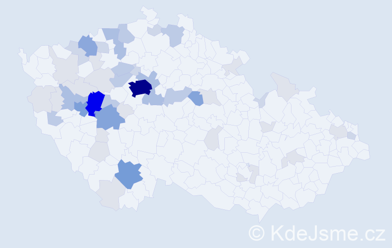 Příjmení: 'Hladová', počet výskytů 161 v celé ČR